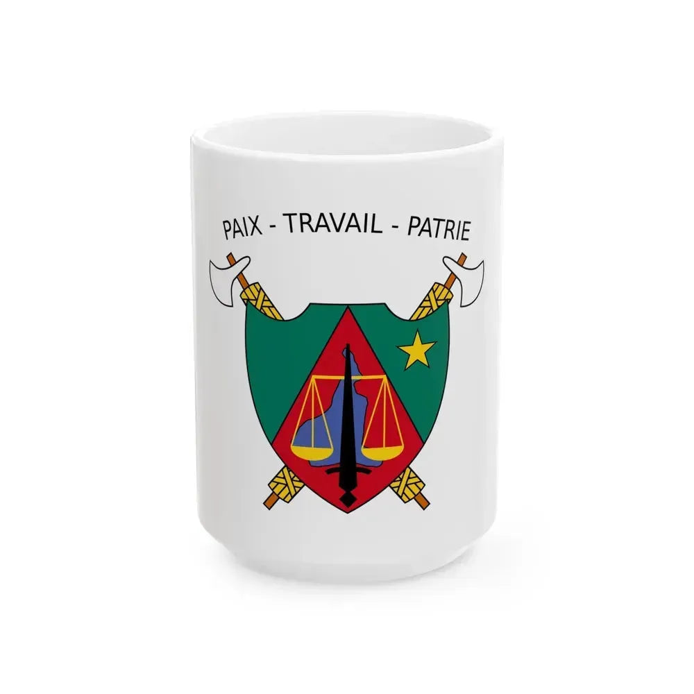 Coat of Arms of Cameroon (1975-1986) - White Coffee Mug 15oz - Go Mug Yourself