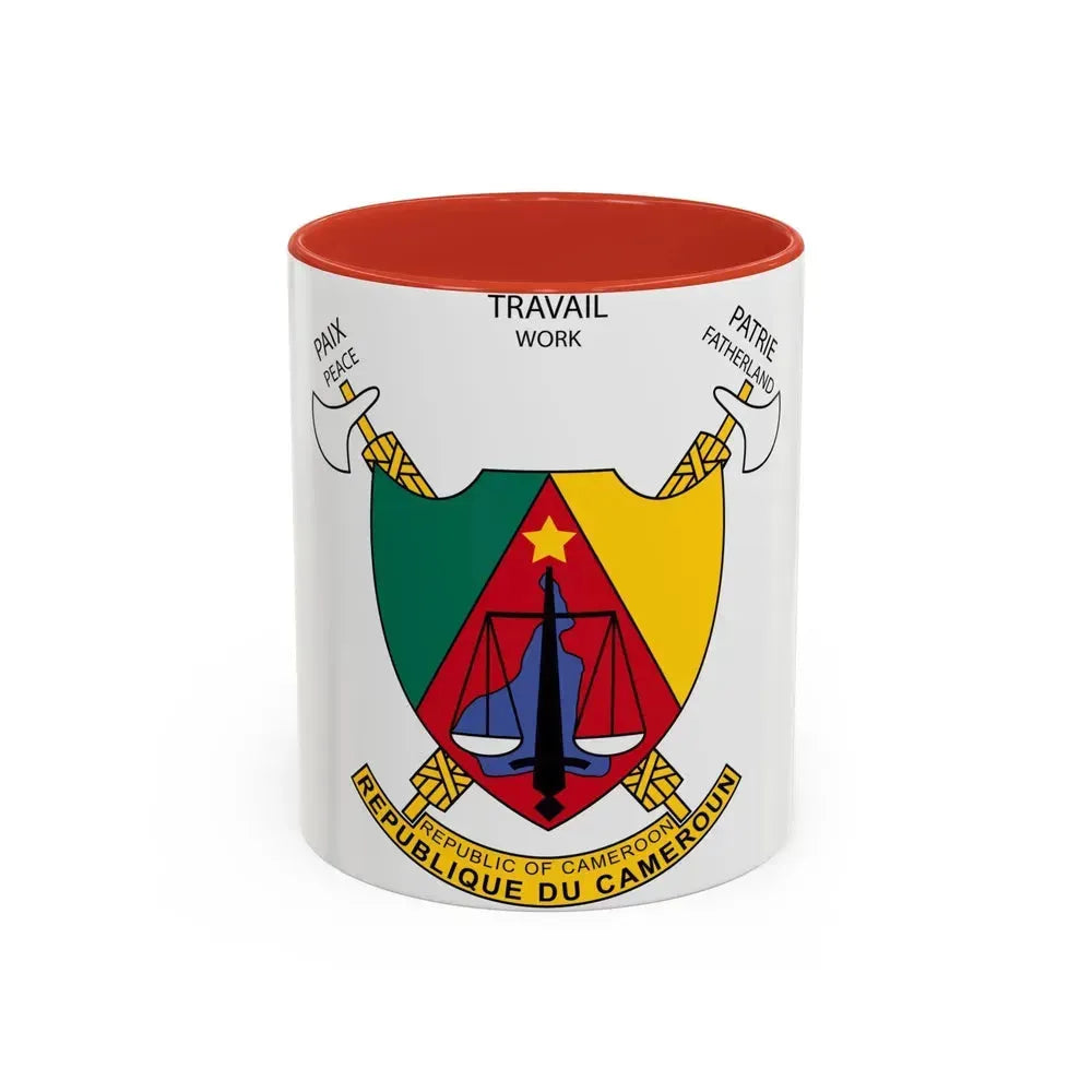 Coat of arms of Cameroon - Accent Coffee Mug 11oz Red - Go Mug Yourself