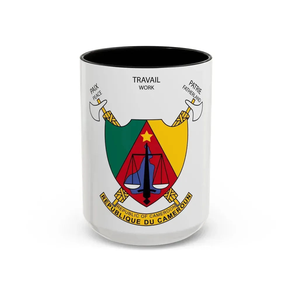 Coat of arms of Cameroon - Accent Coffee Mug 15oz Black - Go Mug Yourself
