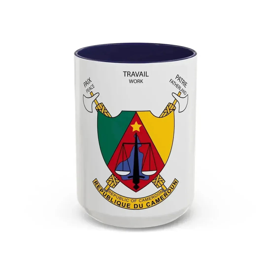Coat of arms of Cameroon - Accent Coffee Mug 15oz Navy - Go Mug Yourself