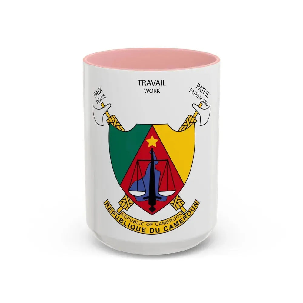 Coat of arms of Cameroon - Accent Coffee Mug 15oz Pink - Go Mug Yourself