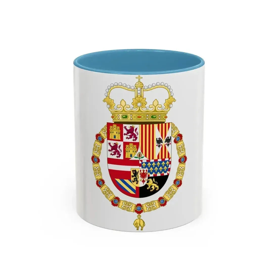 Coat of Arms of Charles II of Spain (1668-1700) - Accent Coffee Mug 11oz Light Blue - Go Mug Yourself