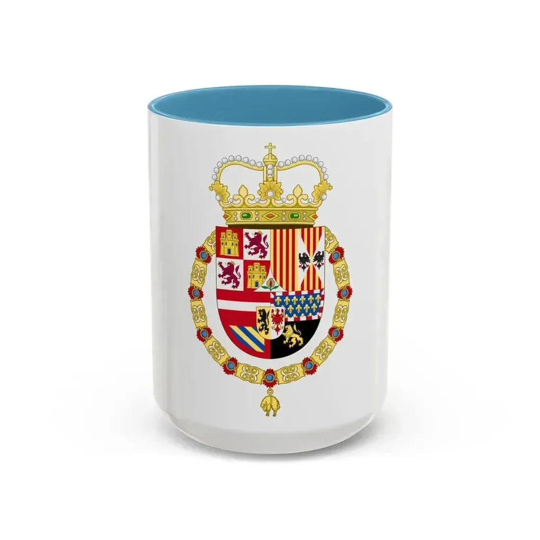 Coat of Arms of Charles II of Spain (1668-1700) - Accent Coffee Mug 15oz Light Blue - Go Mug Yourself