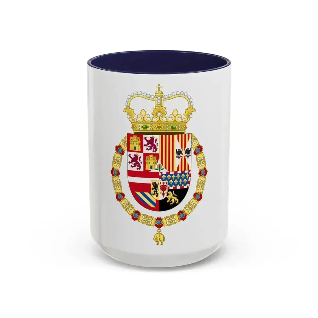 Coat of Arms of Charles II of Spain (1668-1700) - Accent Coffee Mug 15oz Navy - Go Mug Yourself