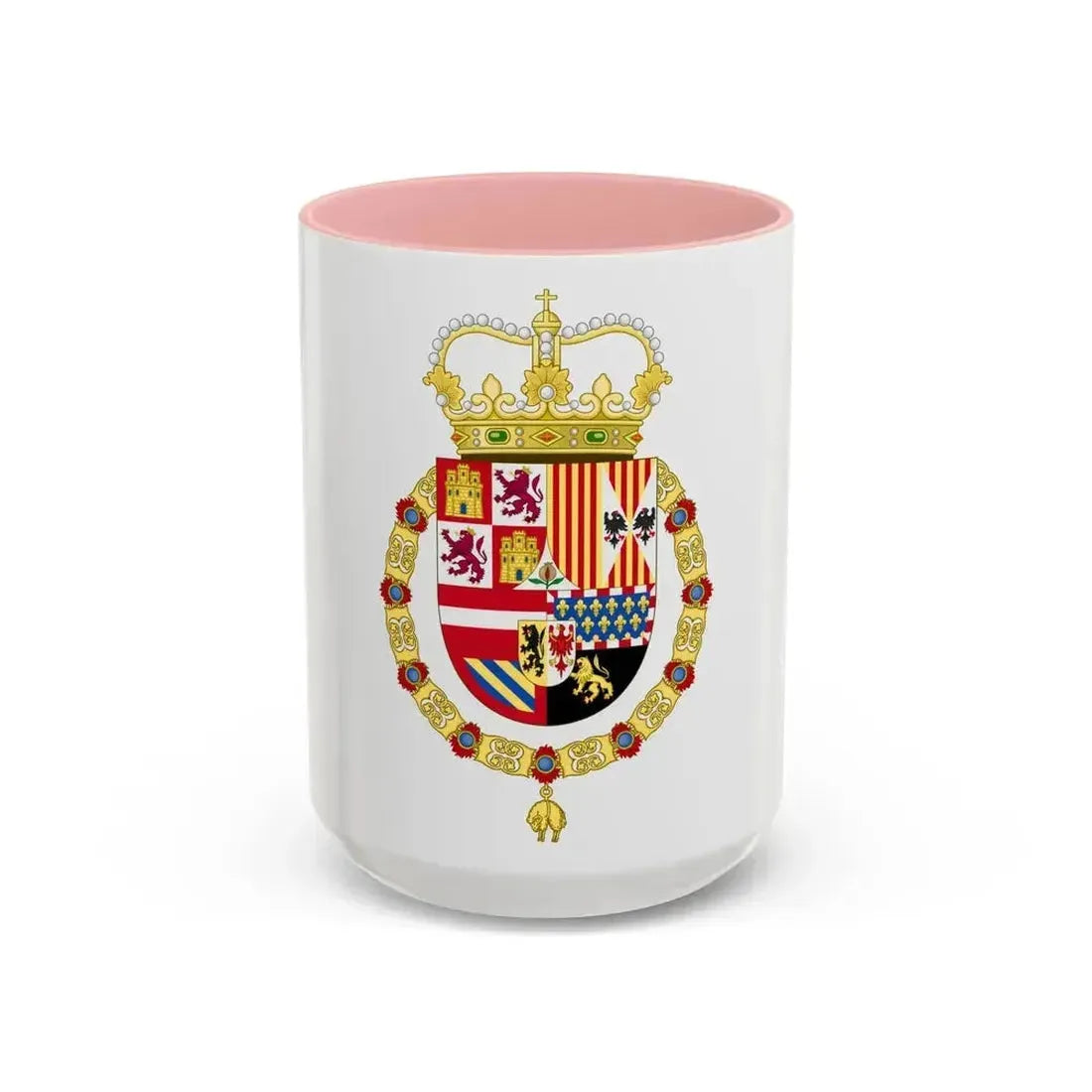 Coat of Arms of Charles II of Spain (1668-1700) - Accent Coffee Mug 15oz Pink - Go Mug Yourself
