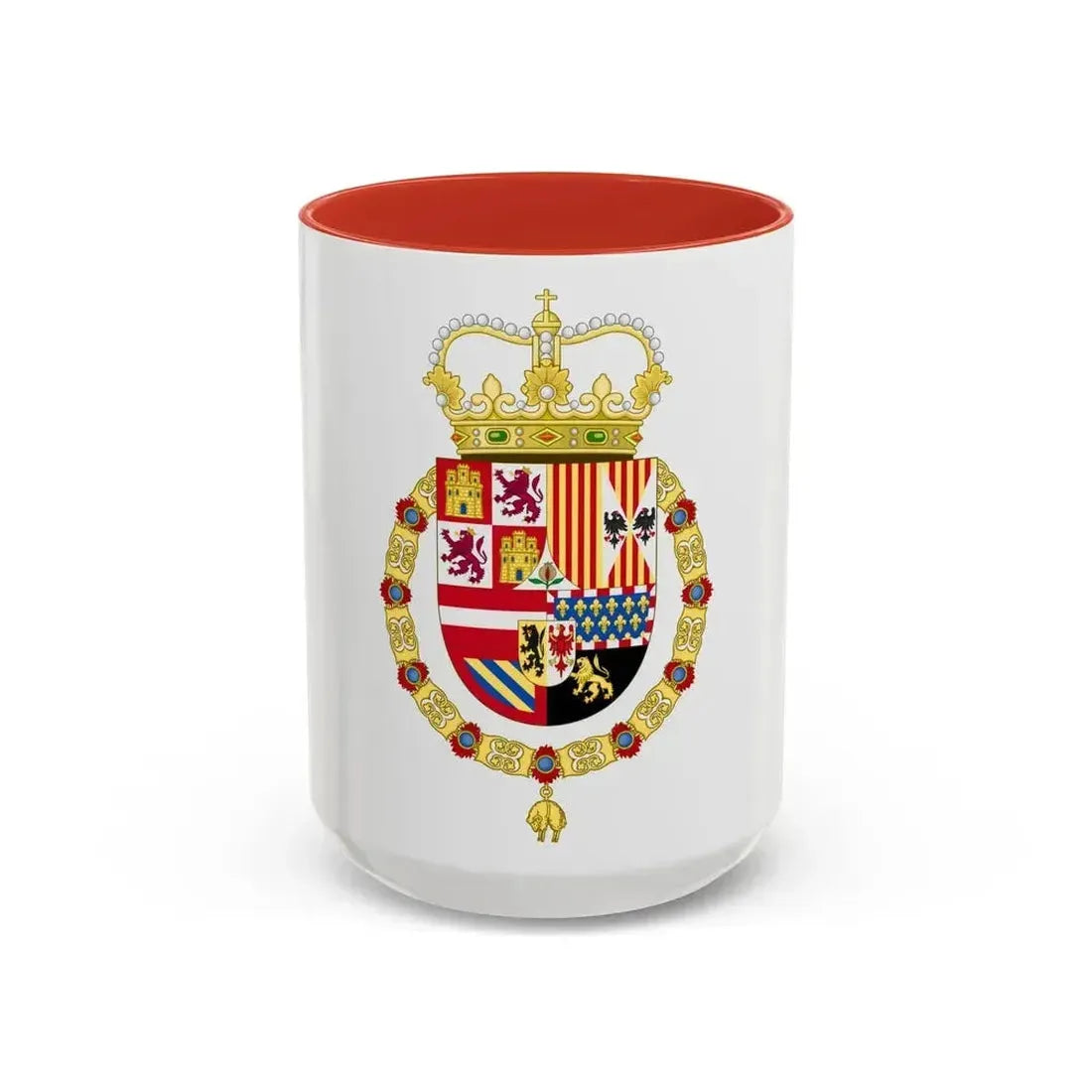 Coat of Arms of Charles II of Spain (1668-1700) - Accent Coffee Mug 15oz Red - Go Mug Yourself