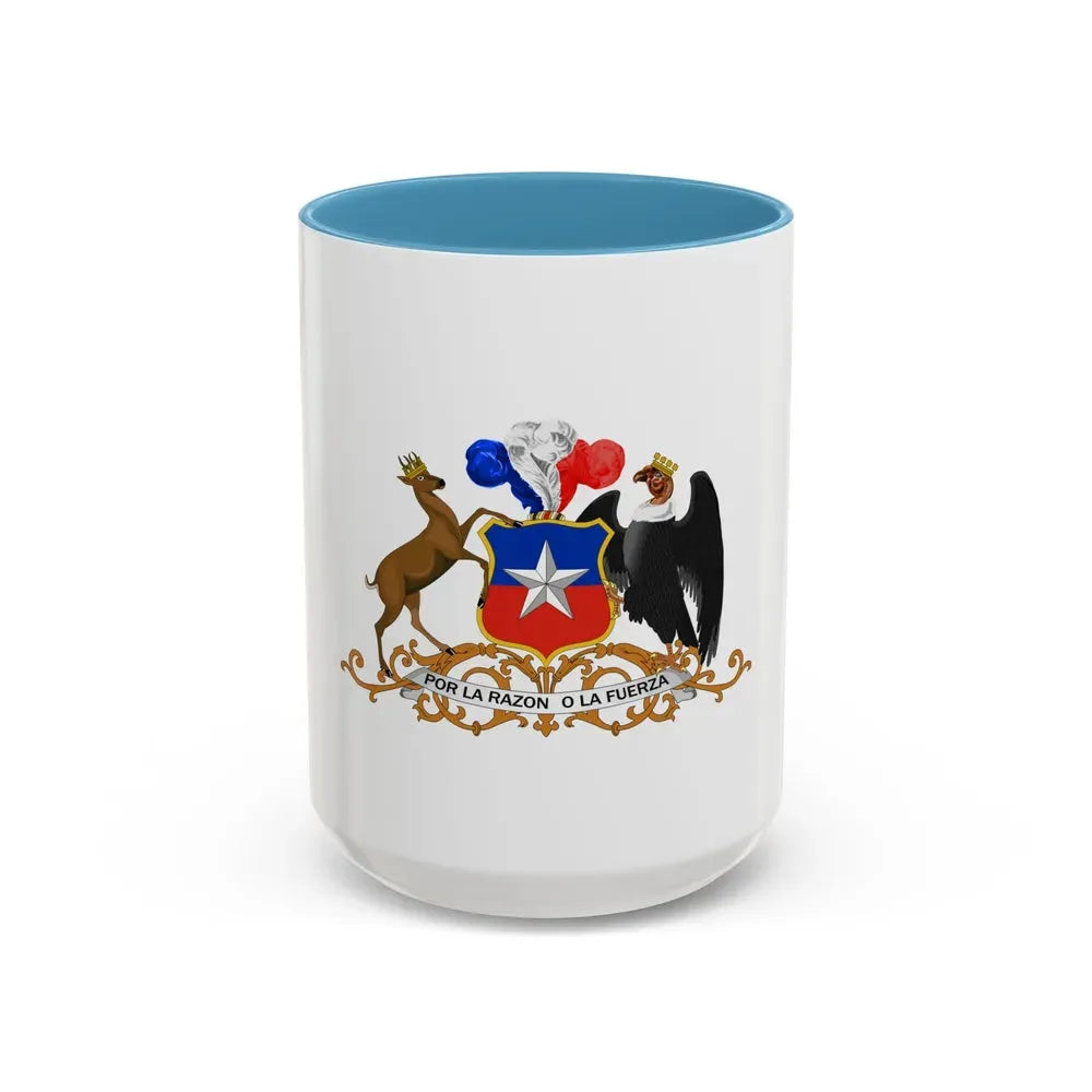 Coat of arms of Chile 3 - Accent Coffee Mug 15oz Light Blue - Go Mug Yourself