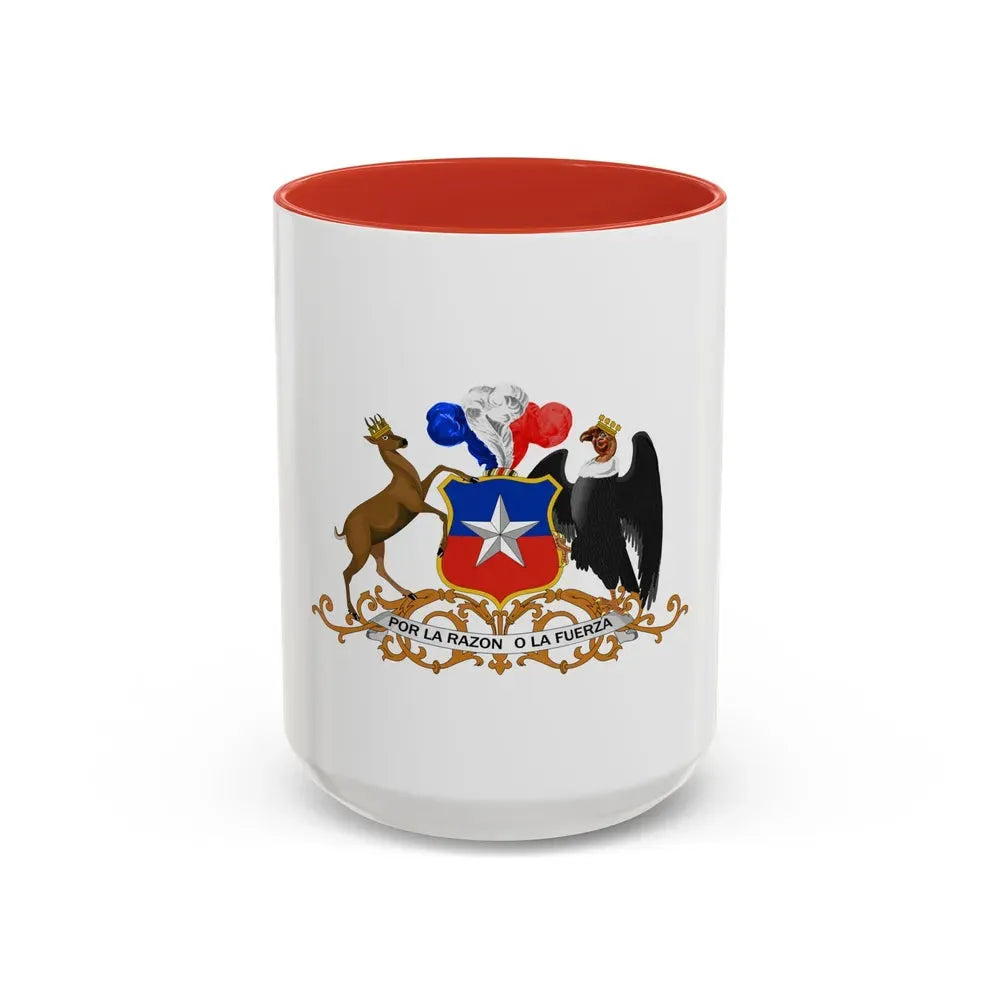 Coat of arms of Chile 3 - Accent Coffee Mug 15oz Red - Go Mug Yourself
