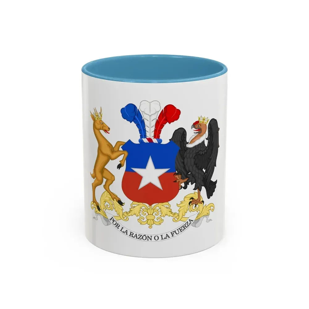 Coat of Arms of Chile - Accent Coffee Mug 11oz Light Blue - Go Mug Yourself