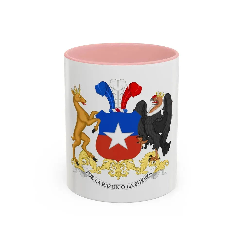 Coat of Arms of Chile - Accent Coffee Mug 11oz Pink - Go Mug Yourself