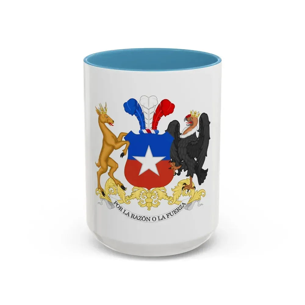 Coat of Arms of Chile - Accent Coffee Mug 15oz Light Blue - Go Mug Yourself