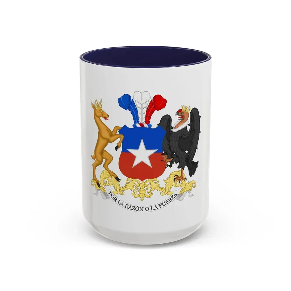 Coat of Arms of Chile - Accent Coffee Mug 15oz Navy - Go Mug Yourself