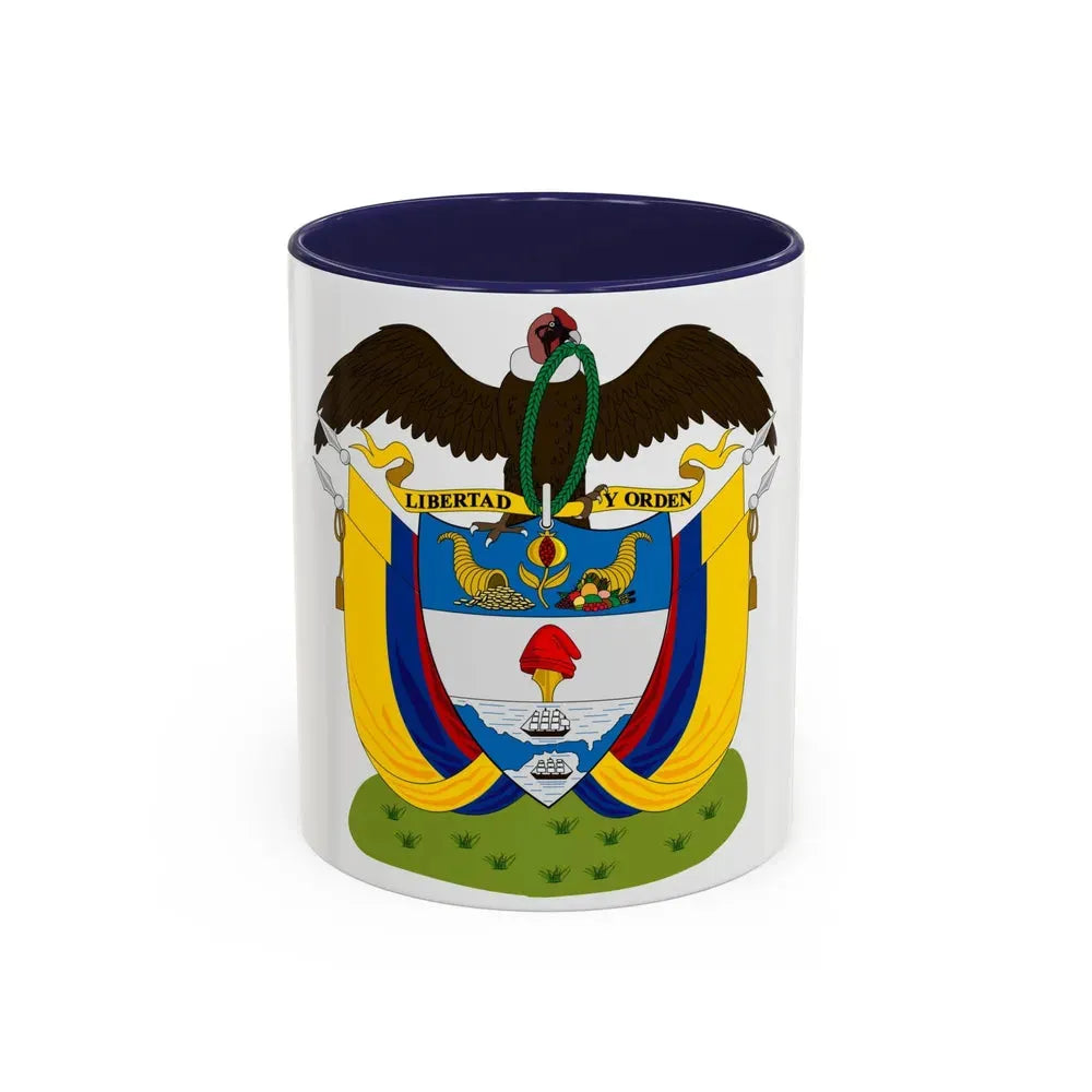Coat of arms of Colombia (1890) - Accent Coffee Mug 11oz Navy - Go Mug Yourself