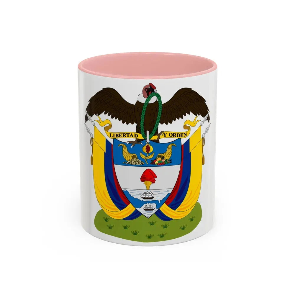 Coat of arms of Colombia (1890) - Accent Coffee Mug 11oz Pink - Go Mug Yourself
