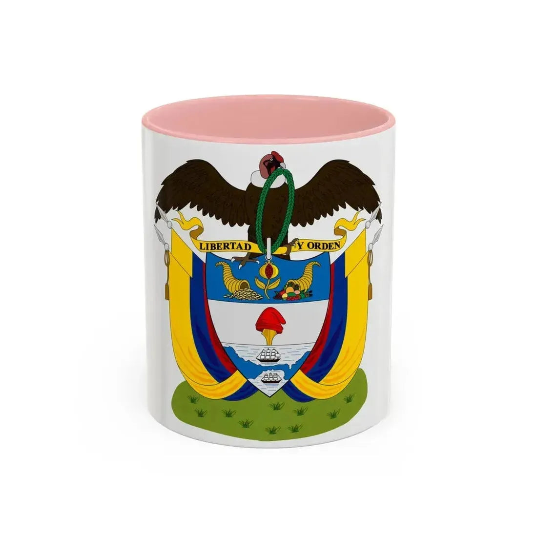 Coat of arms of Colombia (1890) - Accent Coffee Mug 11oz Pink - Go Mug Yourself