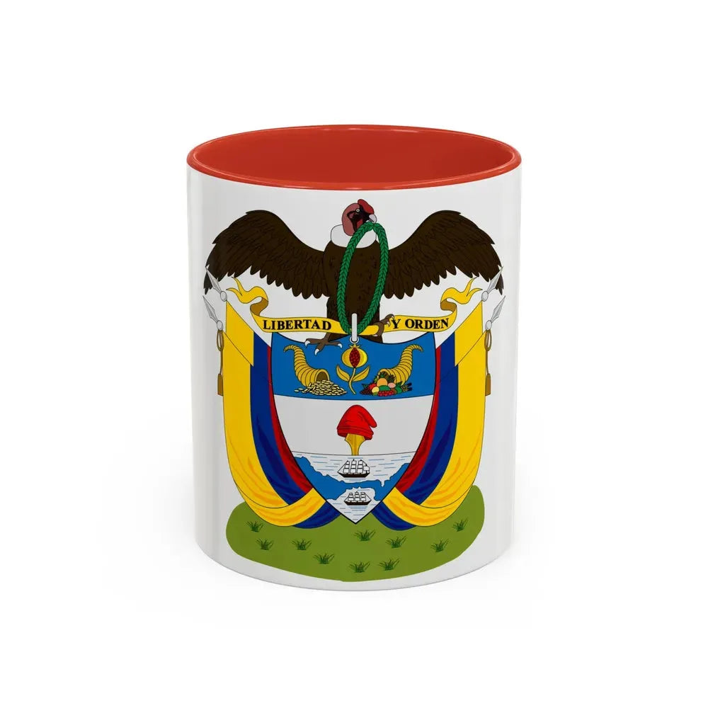 Coat of arms of Colombia (1890) - Accent Coffee Mug 11oz Red - Go Mug Yourself