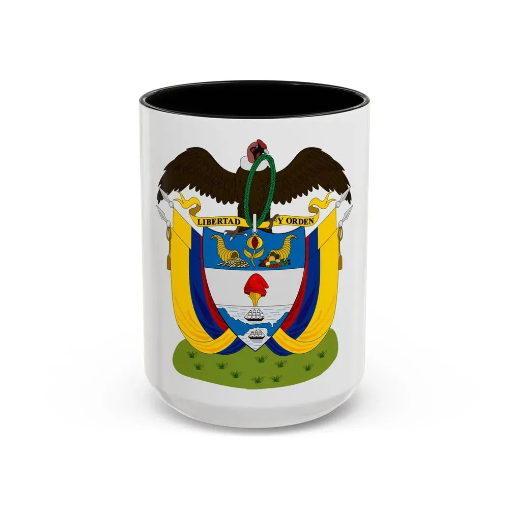 Coat of arms of Colombia (1890) - Accent Coffee Mug 15oz Black - Go Mug Yourself
