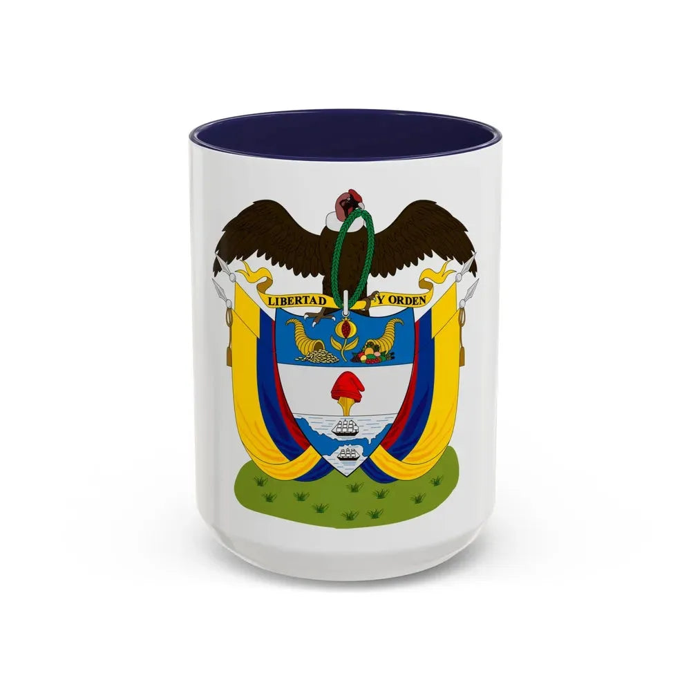 Coat of arms of Colombia (1890) - Accent Coffee Mug 15oz Navy - Go Mug Yourself