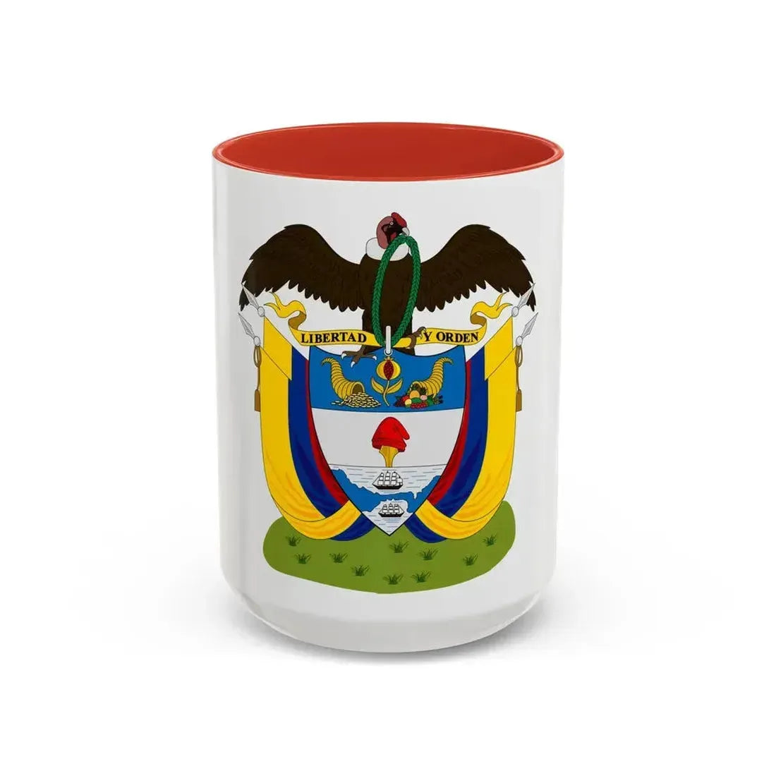 Coat of arms of Colombia (1890) - Accent Coffee Mug 15oz Red - Go Mug Yourself