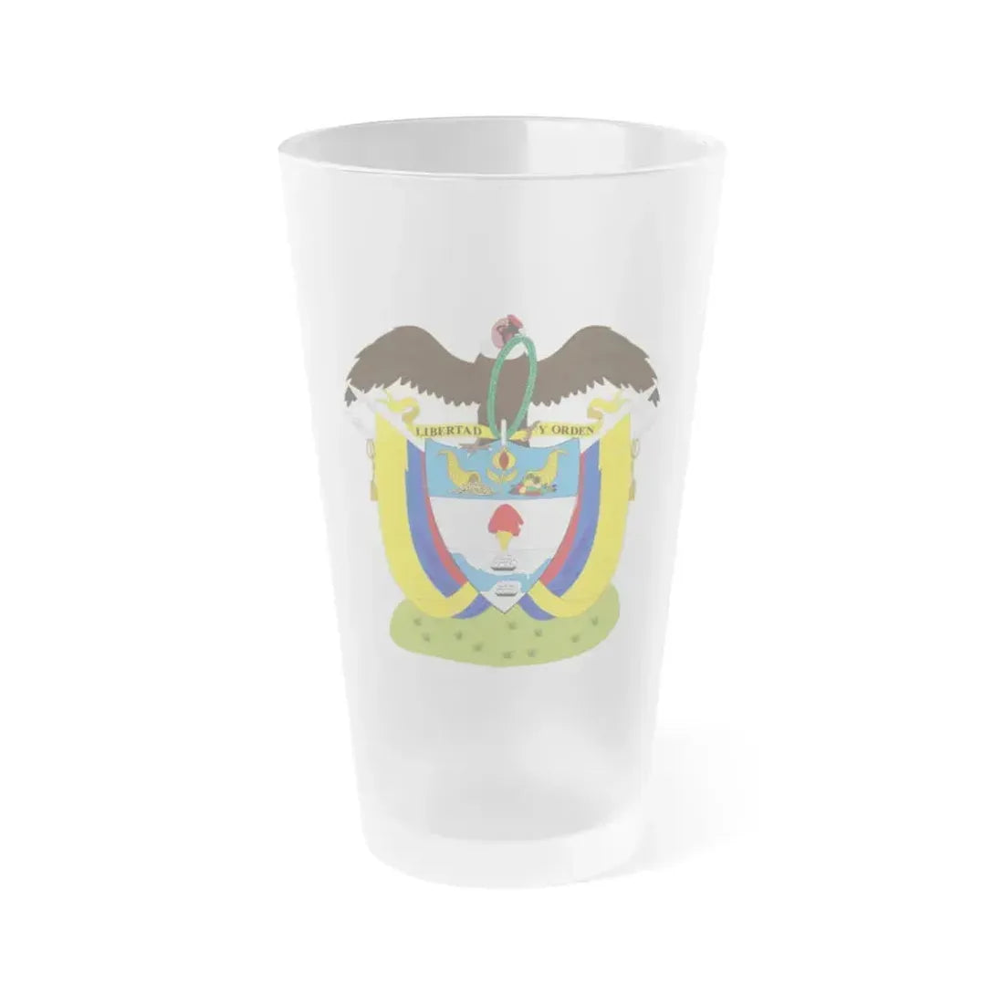 Coat of arms of Colombia (1890) - Frosted Pint Glass 16oz 16oz Frosted - Go Mug Yourself