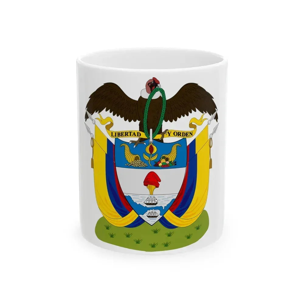 Coat of arms of Colombia (1890) - White Coffee Mug 11oz - Go Mug Yourself