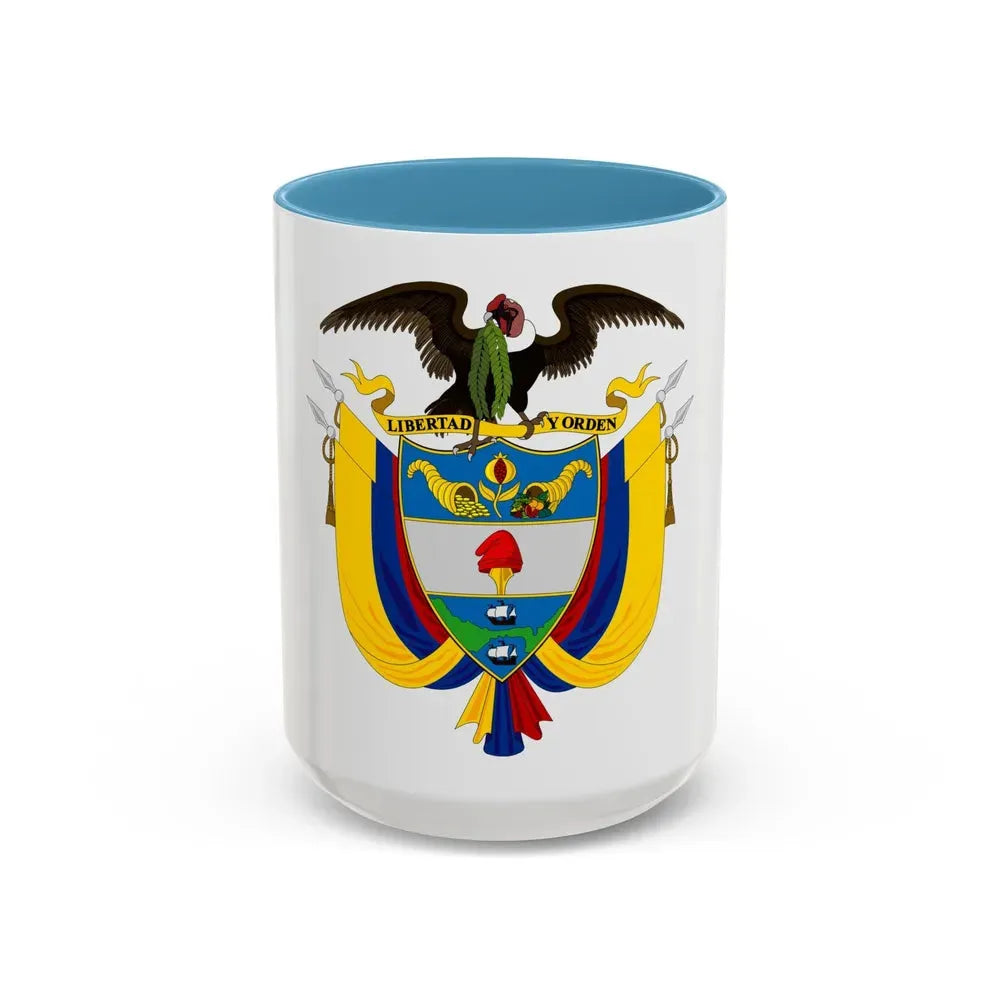 Coat of arms of Colombia 2 - Accent Coffee Mug 15oz Light Blue - Go Mug Yourself