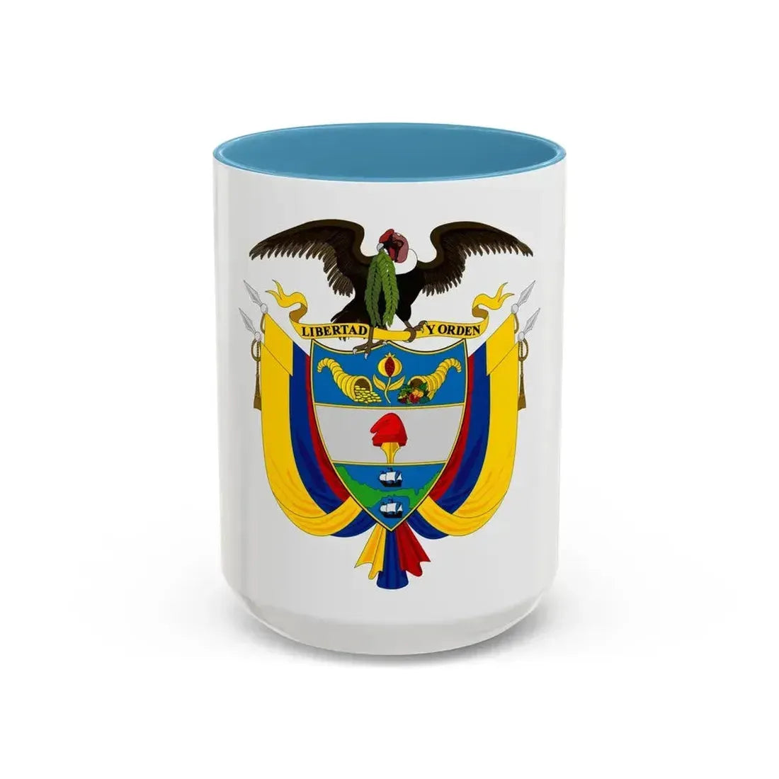 Coat of arms of Colombia 2 - Accent Coffee Mug 15oz Light Blue - Go Mug Yourself