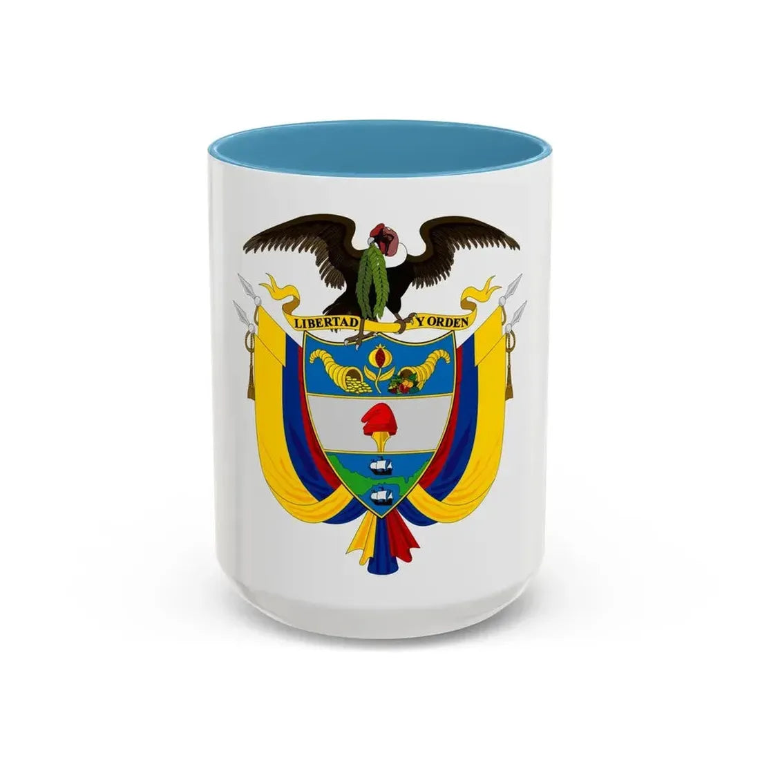 Coat of arms of Colombia 2 - Accent Coffee Mug 15oz Light Blue - Go Mug Yourself
