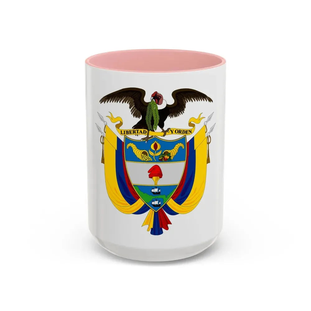 Coat of arms of Colombia 2 - Accent Coffee Mug 15oz Pink - Go Mug Yourself