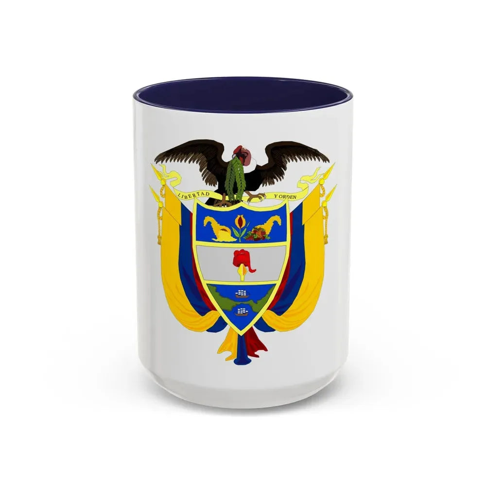 Coat of arms of Colombia 3 - Accent Coffee Mug 15oz Navy - Go Mug Yourself