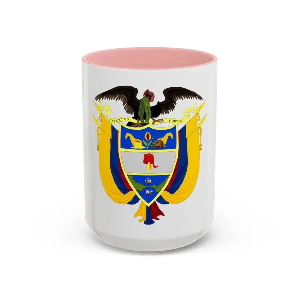 Coat of arms of Colombia 3 - Accent Coffee Mug 15oz Pink - Go Mug Yourself
