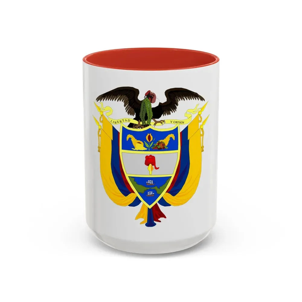 Coat of arms of Colombia 3 - Accent Coffee Mug 15oz Red - Go Mug Yourself