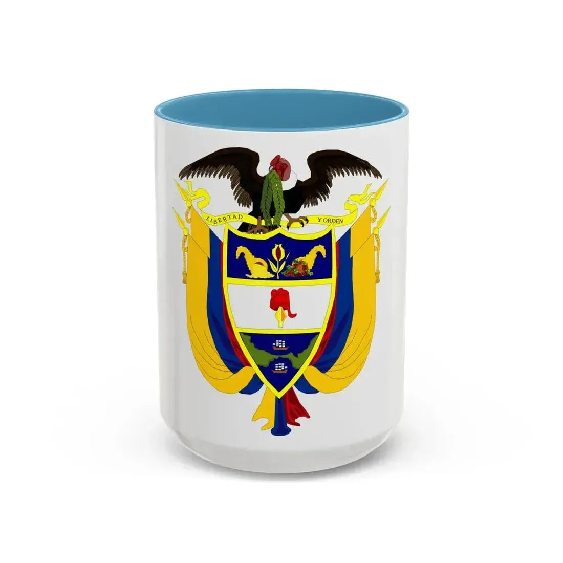 Coat of arms of Colombia 4 - Accent Coffee Mug 15oz Light Blue - Go Mug Yourself