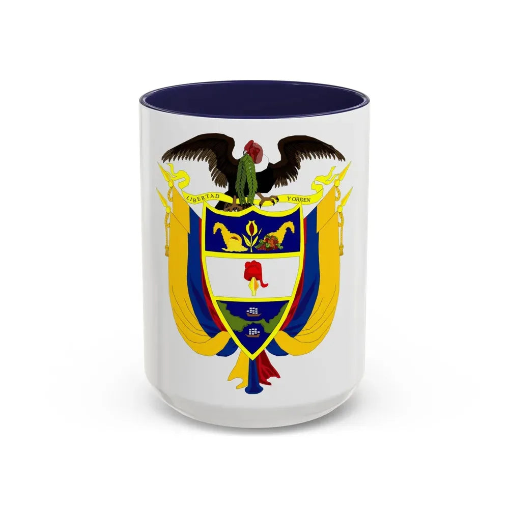 Coat of arms of Colombia 4 - Accent Coffee Mug 15oz Navy - Go Mug Yourself