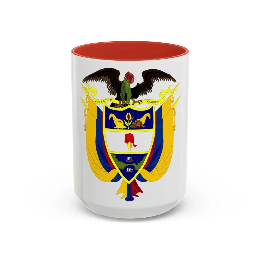 Coat of arms of Colombia 4 - Accent Coffee Mug 15oz Red - Go Mug Yourself