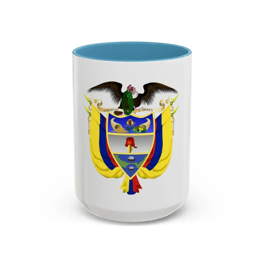 Coat of arms of Colombia 5 - Accent Coffee Mug 15oz Light Blue - Go Mug Yourself