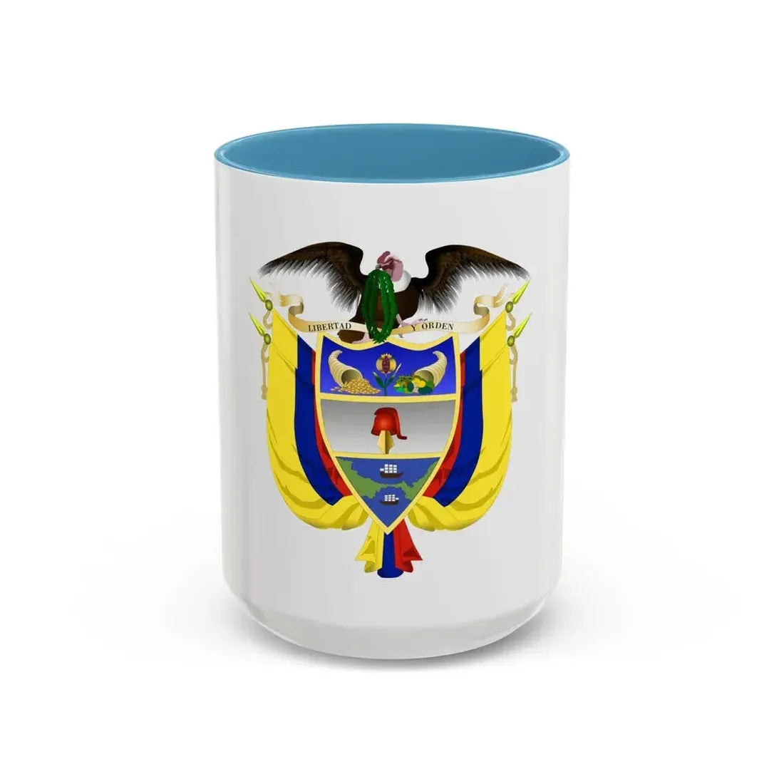 Coat of arms of Colombia 5 - Accent Coffee Mug 15oz Light Blue - Go Mug Yourself