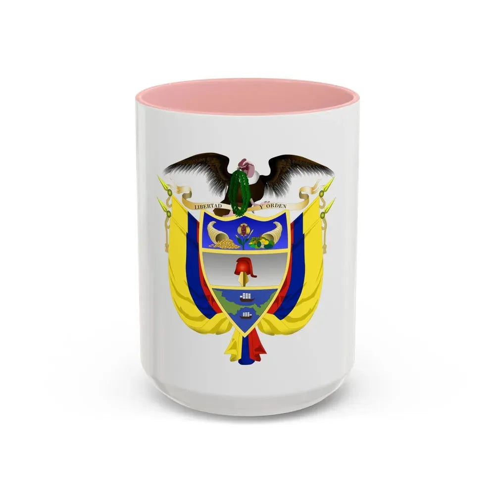 Coat of arms of Colombia 5 - Accent Coffee Mug 15oz Pink - Go Mug Yourself