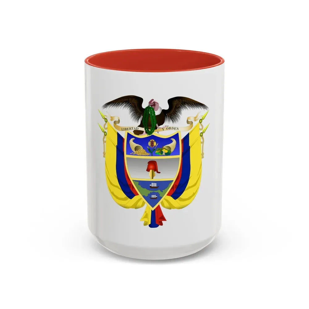 Coat of arms of Colombia 5 - Accent Coffee Mug 15oz Red - Go Mug Yourself