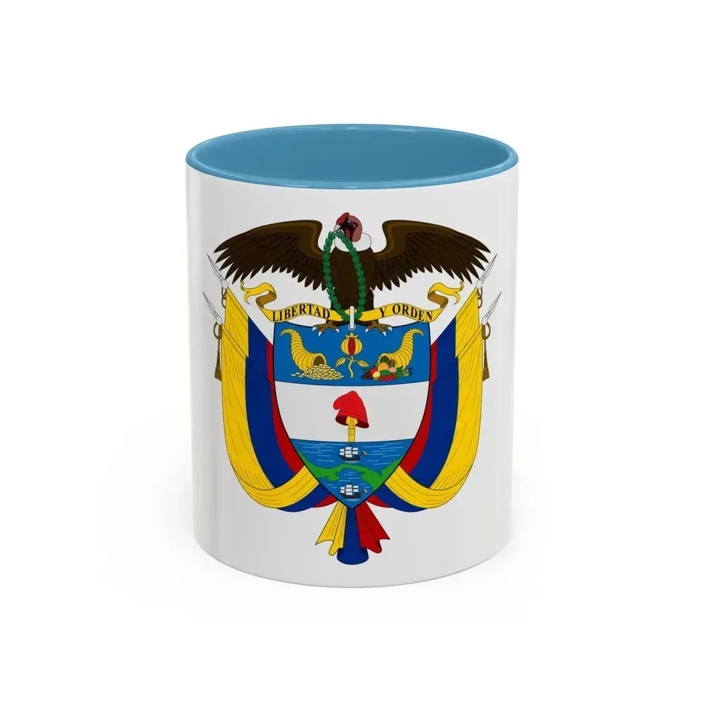 Coat of arms of Colombia - Accent Coffee Mug 11oz Light Blue - Go Mug Yourself