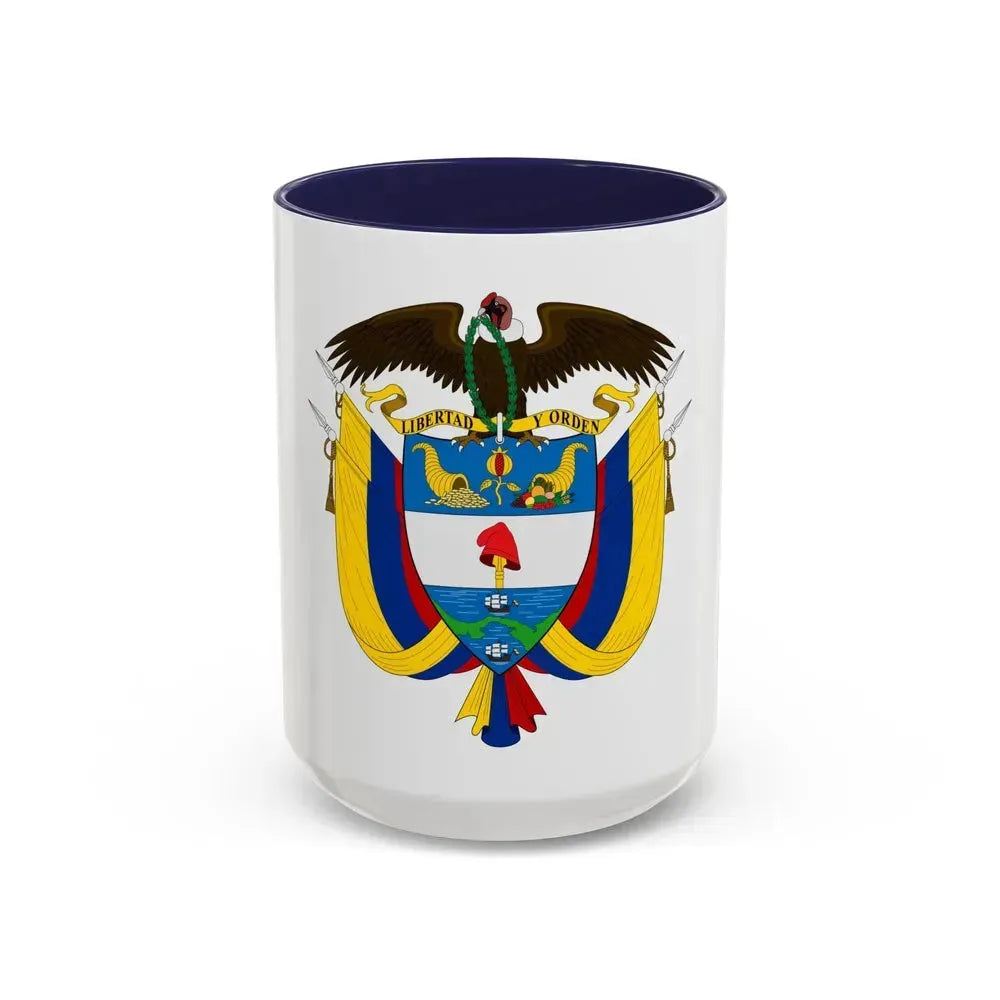 Coat of arms of Colombia - Accent Coffee Mug 15oz Navy - Go Mug Yourself
