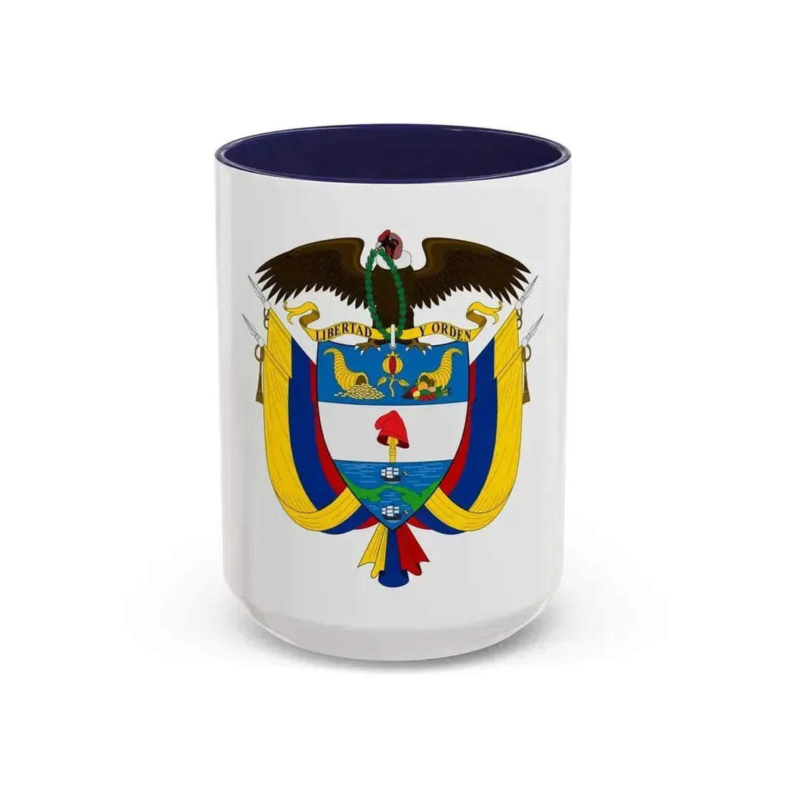 Coat of arms of Colombia - Accent Coffee Mug 15oz Navy - Go Mug Yourself