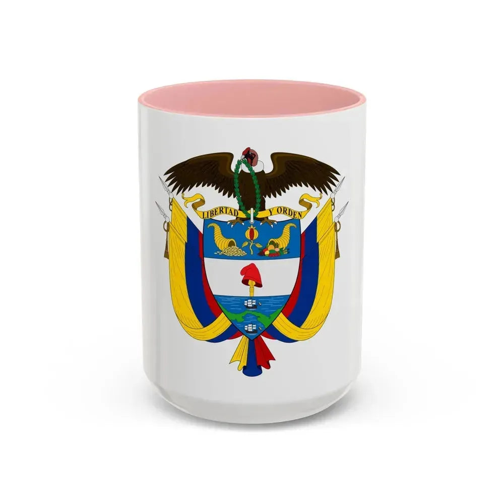 Coat of arms of Colombia - Accent Coffee Mug 15oz Pink - Go Mug Yourself