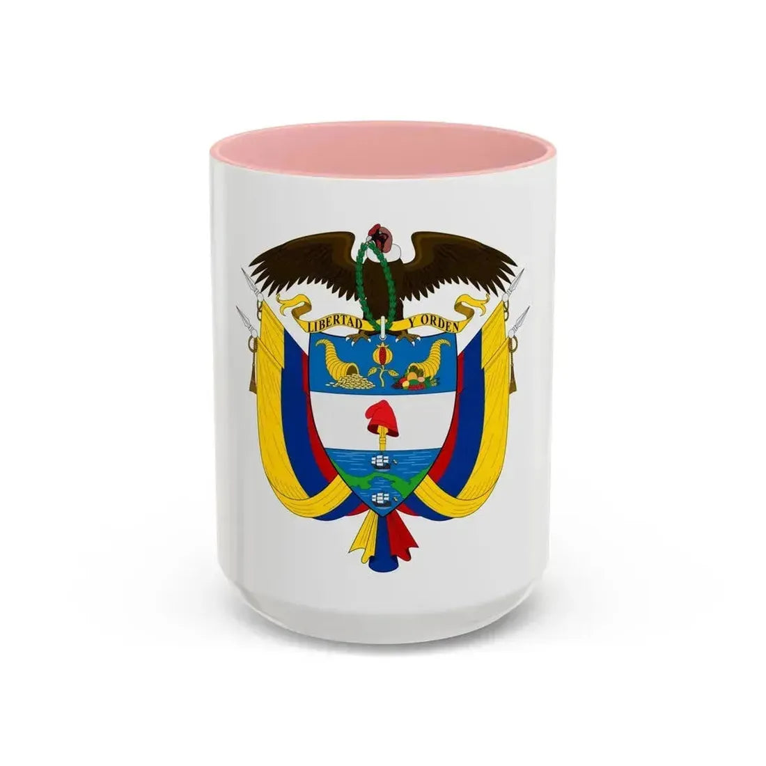 Coat of arms of Colombia - Accent Coffee Mug 15oz Pink - Go Mug Yourself