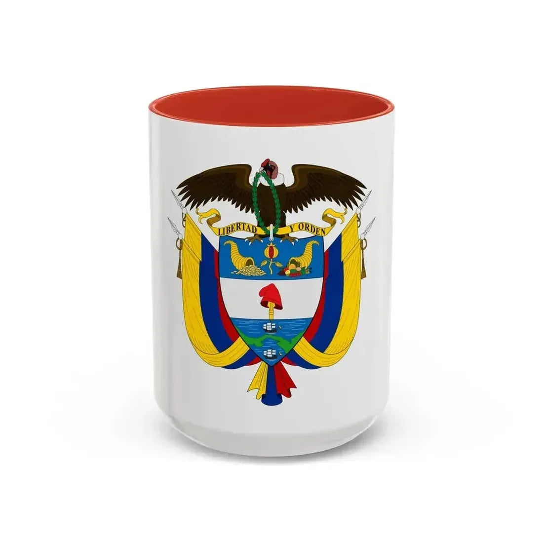 Coat of arms of Colombia - Accent Coffee Mug 15oz Red - Go Mug Yourself