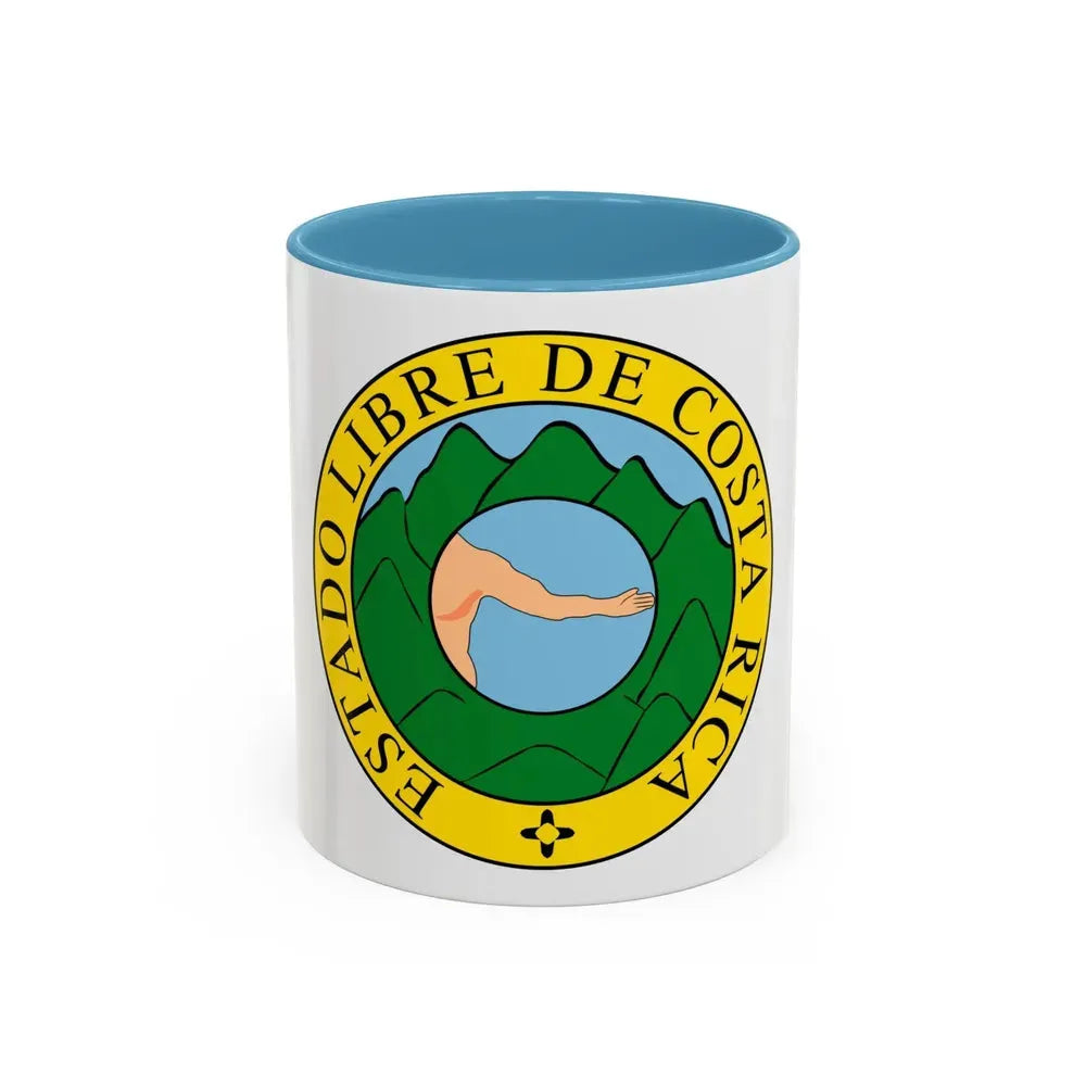 Coat of arms of Costa Rica (1824-1840 and 1842-1848) - Accent Coffee Mug 11oz Light Blue - Go Mug Yourself