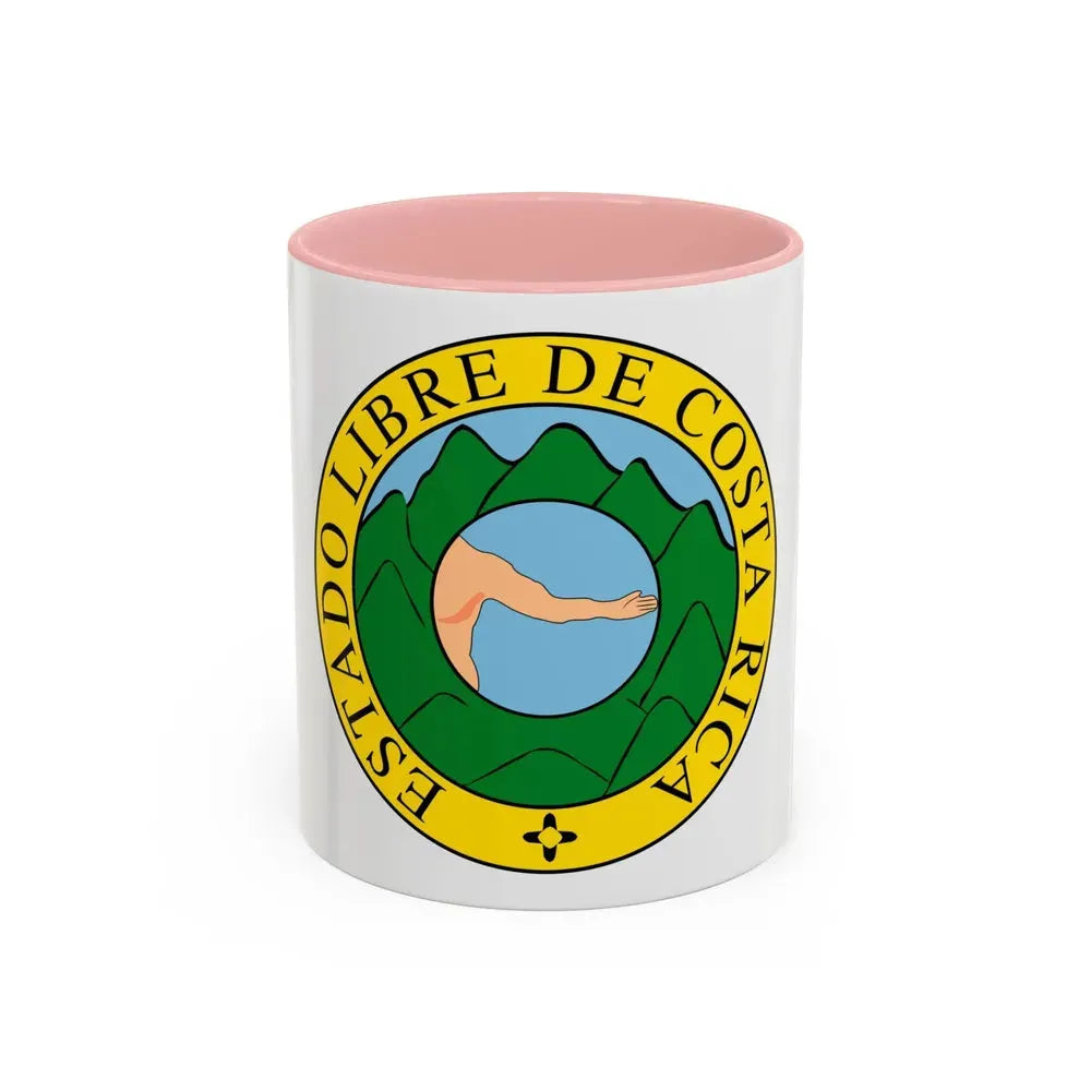 Coat of arms of Costa Rica (1824-1840 and 1842-1848) - Accent Coffee Mug 11oz Pink - Go Mug Yourself