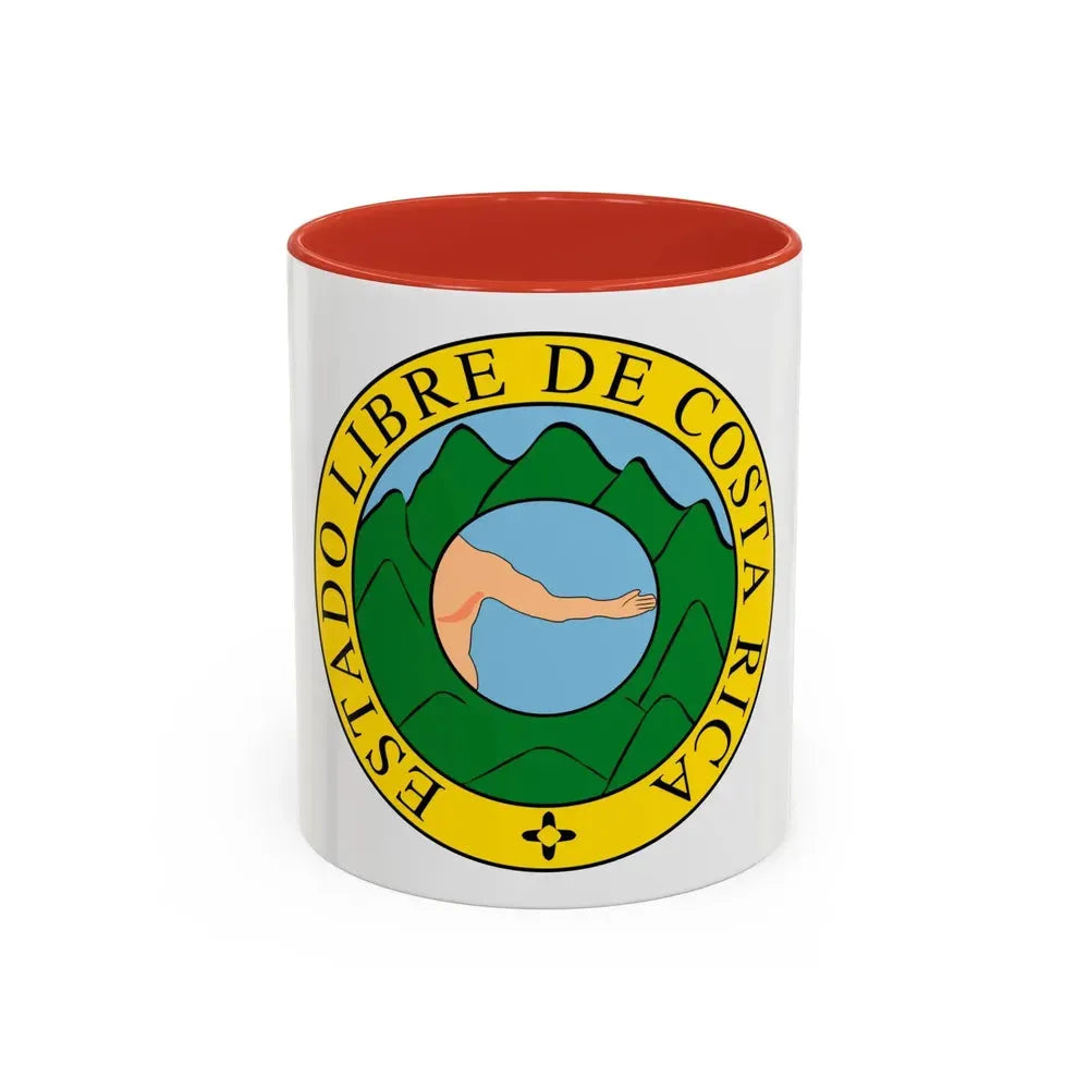 Coat of arms of Costa Rica (1824-1840 and 1842-1848) - Accent Coffee Mug 11oz Red - Go Mug Yourself