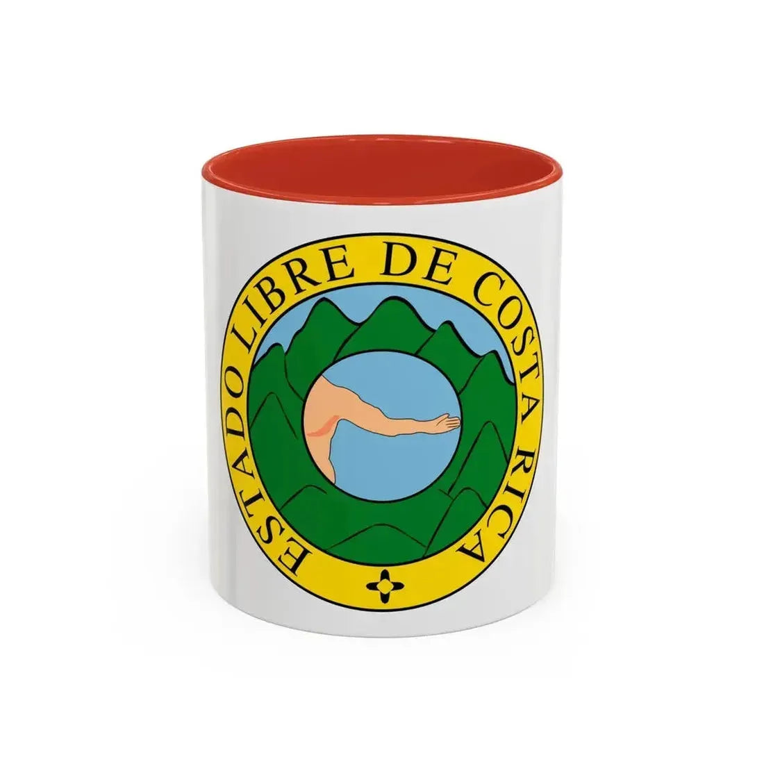 Coat of arms of Costa Rica (1824-1840 and 1842-1848) - Accent Coffee Mug 11oz Red - Go Mug Yourself