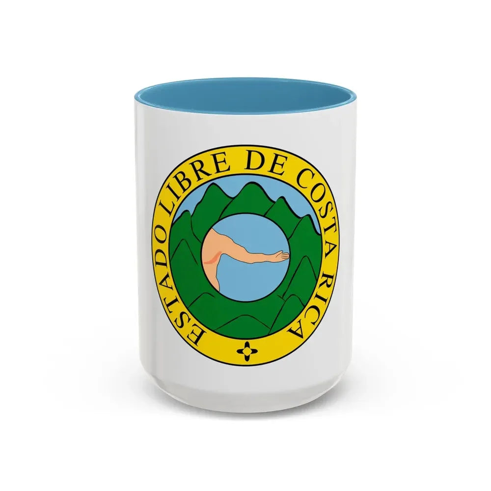 Coat of arms of Costa Rica (1824-1840 and 1842-1848) - Accent Coffee Mug 15oz Light Blue - Go Mug Yourself